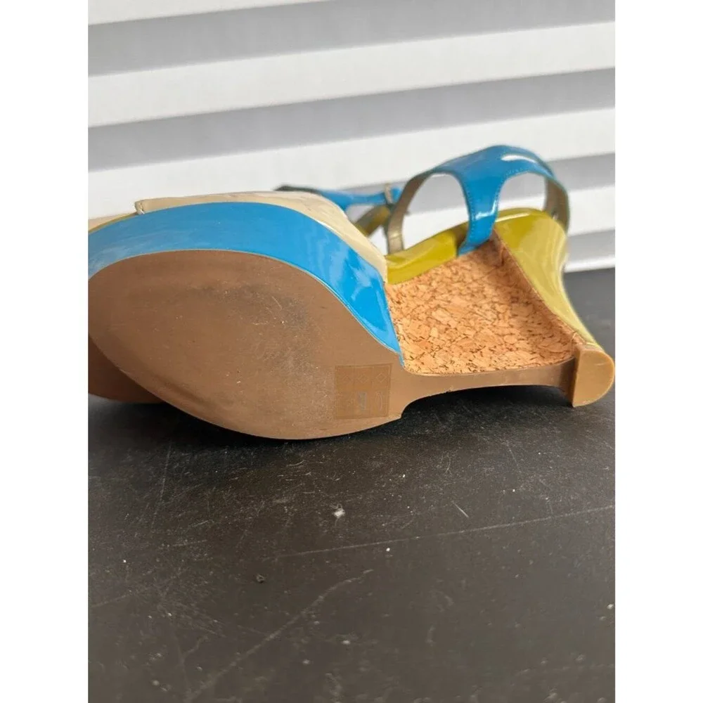 Levity Blue Green Platform Sandals Size 9 Womens Shoes